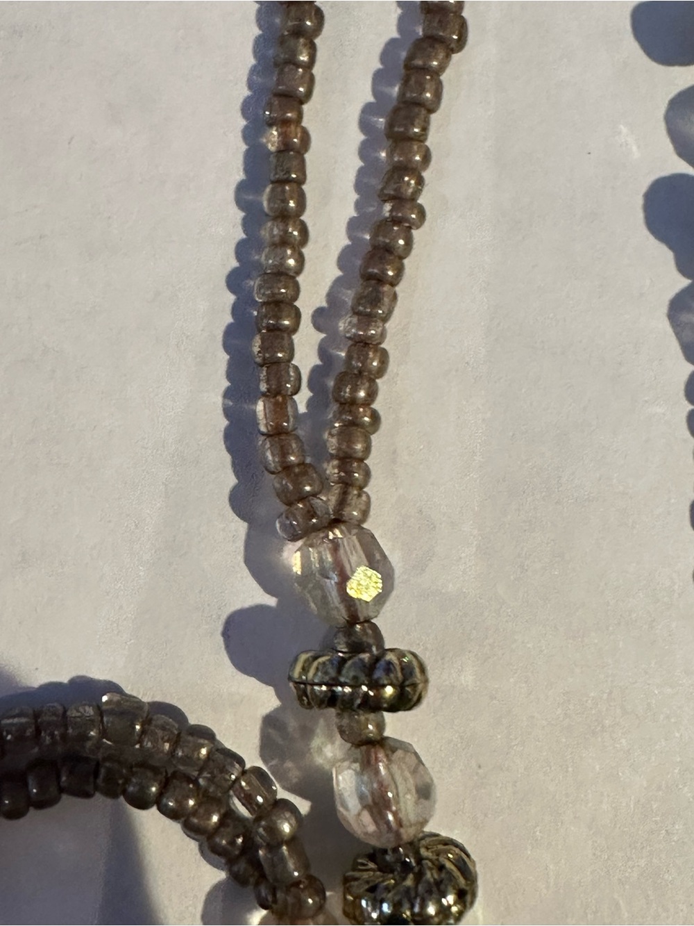 Handcrafted Brown Glass Bead Necklace with Faceted Accent Beads